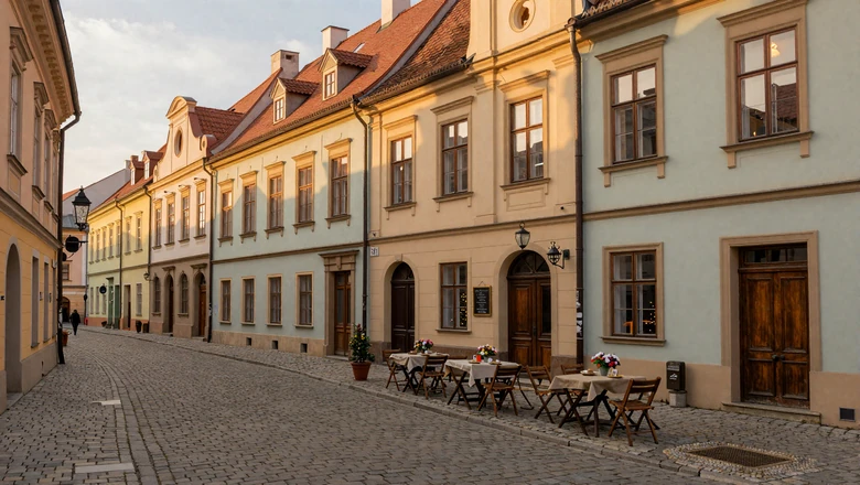 Charming cobblestone streets and baroque buildings in Bratislava Old Town, perfect for romantic dates